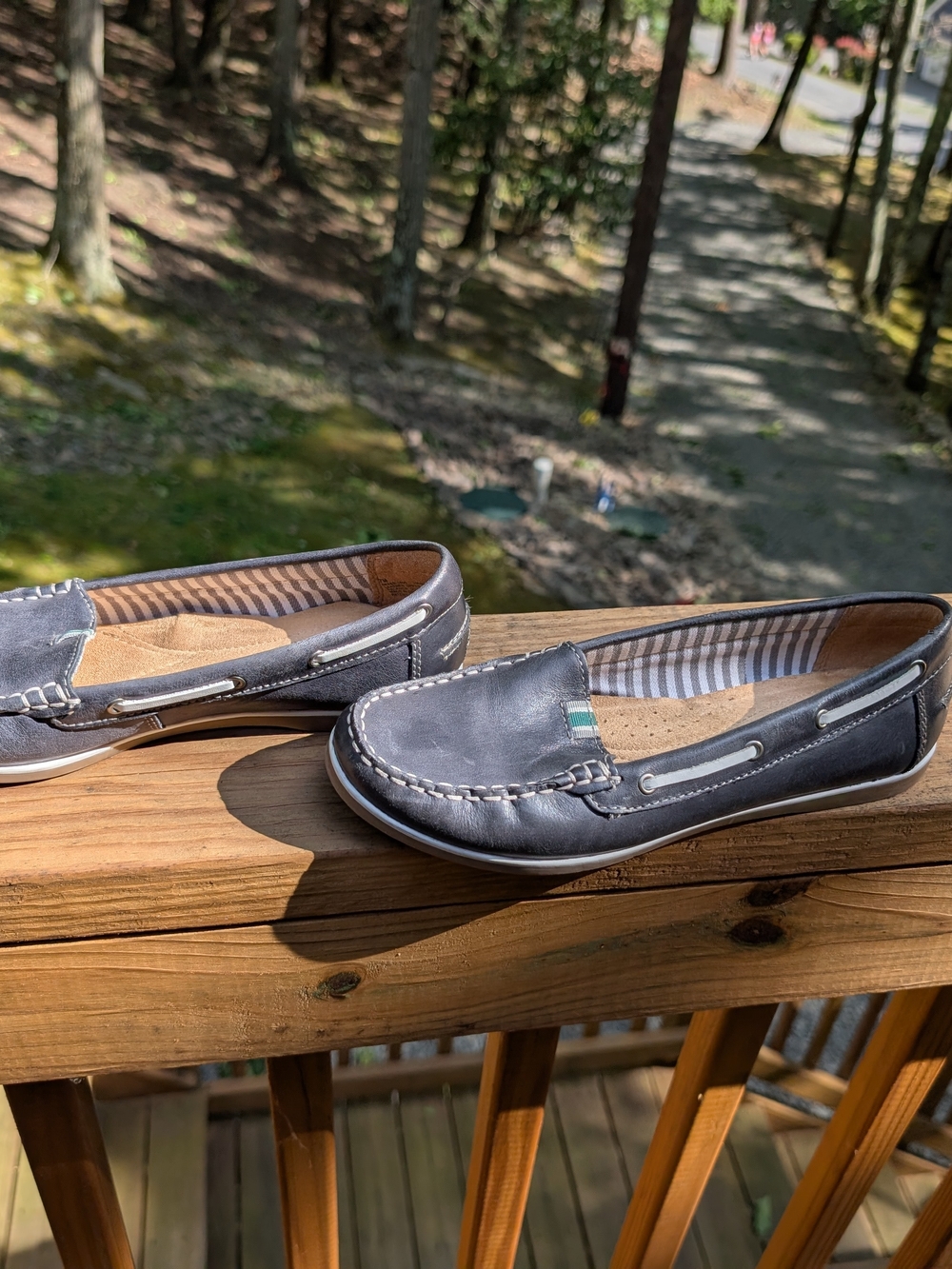 Women's Blue/Gray Slip-On Driving Moccasins